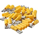 SHUATI Female Quick Disconnects 100PCS 4-6mm² Easy to Use FDD5.5-250 Electrical Crimp Terminal Durable Yellow Insulated Spade
