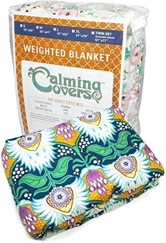 Designer Weighted Blanket for kids (or adult) | Dozens of cute styles in many sizes | Gravity blankets may help relieve anxiety, stress & insomnia | Style - Lotus Flowers | Cotton - 6 lbs