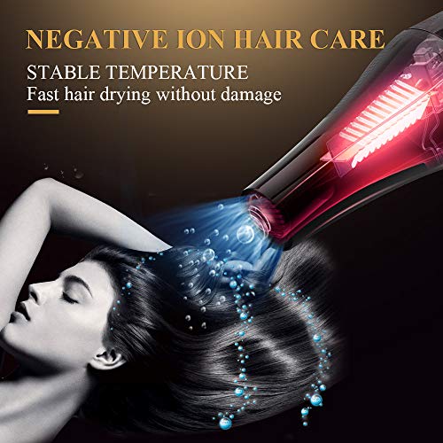 Professional Ionic Hair Dryer, CONFU Powerful 1875 Watt Ceramic Salon Blow Dryer Negative Ions Cool Shot Button Hairdryer 2 Speed 3 Heat Settings with Concentrator Nozzle Diffuser for Men and Women - Thumbnail 2