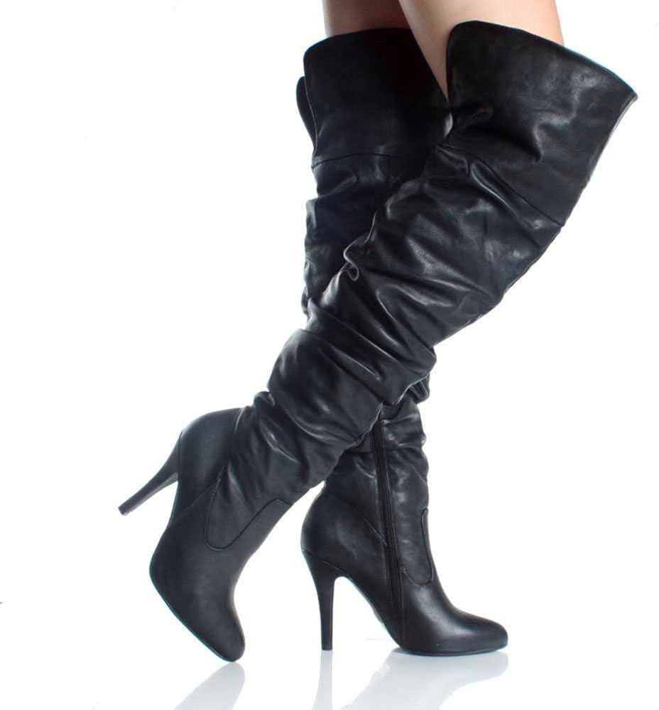  | Forever Link Womens Focus-33 Vegan Leather Over the Knee Fashion Boots | Over-the-Knee