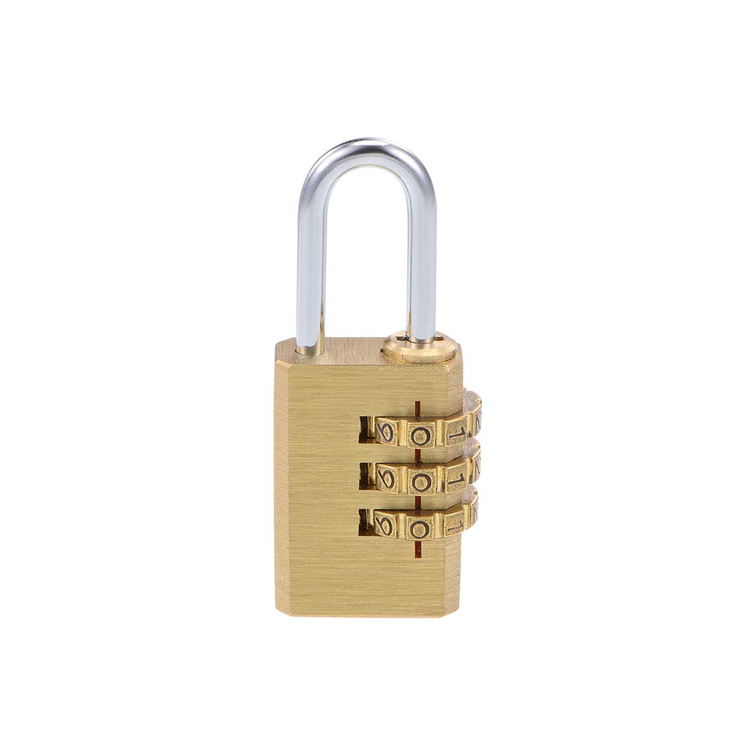 sourcing map 3 Digit Combination Padlock Brass Locks 3mm Shackle Diameter for Gym Locker Fence Suitcase Travel Outdoor