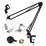 Etubby Upgraded Microphone Suspension Boom Scissor Arm Stand Adjustable Studio Desktop Mic Clip Holder for Blue Yeti, Snowball & Other Microphones