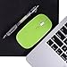 HDE Ultra-Thin Wireless Mouse 2.4GHZ Ergonomic Candy Colored Optical Mouse with USB Nano Receiver and Adjustable DPI Switch (Green)