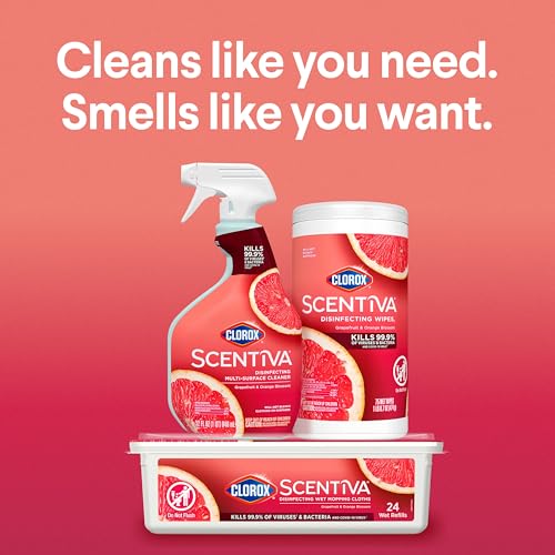 CLOROX SCENTIVA DISINFECTING WIPES, GRAPEFRUIT AND ORANGE BLOSSOM, 75 CT., PACK OF 3 (PACK MAY VARY)