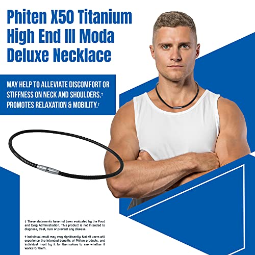 Phiten X50 Titanium High End Moda Deluxe Necklace Faux Leather Necklace Cord with X50 Aqua