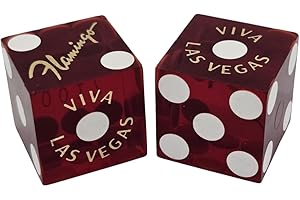 Wide Selection Authentic Las Vegas Casino Table-Played Craps Dice Pairs, Matching Serial Numbers (Flamingo - Red Polished)
