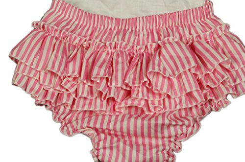 Strips 100% Cotton Infants Onesie Floral Ruffles Romper Dress (6-12 Month,Red)