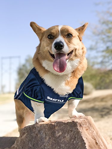 Pets First Seattle Seahawks Dog Jersey, Size: Large. Best Football Jersey Costume for Dogs & Cats. Licensed Jersey Shirt.