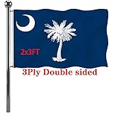 Jayus Double Sided South Canrolina Sates Flags 2x3 Outdoor- Vivid Colors 3Ply SC Canrolina Flags Banners- Heavy Duty 100% Polyester with 2 Brass Grommets