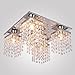 Modern Crystal Chandelier Crystal Raindrop Flush Mount Ceiling Light Fixture Square Ceiling Light for Bedroom Living Room Kitchen
