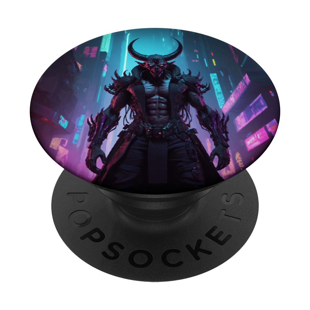 Cyberpunk Demon Aesthetic Futuristic Graphic Design Print PopSockets Swappable PopGrip