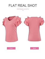 SHEWIN Womens Shirts Summer Ruffle Sleeve V Neck