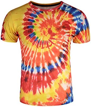 Alisunly Youth & Adult Tie Dye Vintage Pigment Collection T-Shirt (US S/Asia L, Spiral Yellow)
