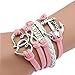 Nally Fashion LEATHER MULTILAYER BRACELET Trendy Leather Wrap Charm Bracelet Genuine Leather Bracelet for Teenage Girls & Young Women. Vintage Rope Multilayer Bracelet with Stainless Steel Charms.