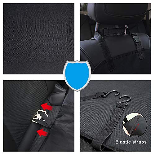 Wellbro Dog Car Front Seat Cover, Waterproof and Nonslip Pet Car Seat Protector with Elastic Straps, Side Flap and Anchor, Scratchproof Seat Mats for Cars, Trucks, Vans, and SUVs (Black) - Thumbnail 4
