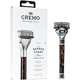 Cremo 5 Blade Razors for Men, 1 Tortoise Shell Handle &amp; 2 Razor Refills | 5 durable shaving blades, Pullback trimmer for edging and shaping, Moisturizing strip, Weighted tapered handle