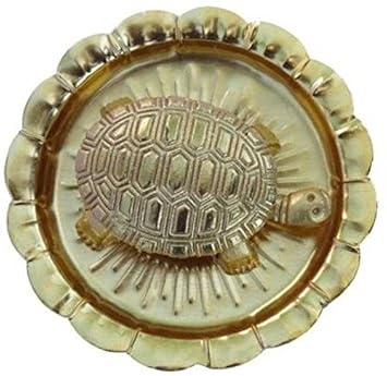 Generic Sds Vaastu/Fengshui Tortoise/Turtle/ Kachua (For Good Luck) With Metal Plate-Brass (Golden Color) Wish Fulfillment