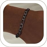 ChainsHouse Figaro Link Chain Bracelet for Men Stainless Steel Jewelry | Black/14K Gold Bracelets Men, 6/9/13mm Figaro Cuabn Bracelets 7.5"/8.3", Chunky Hip Hop Wrist Hand Chain Bracelet for Gift
