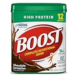 Boost High Protein Powder Drink Mix, Chocolate Sensation 17.7 Ounce Canister (Pack of 4) 14 Grans Protein per Mixed Serving