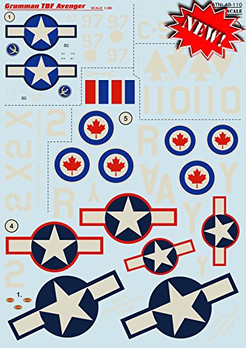 DECAL FOR AIRPLANE GRUMMAN TBF AVENGER AIRCRAFT 1/48 PRINT SCALE 48-110