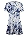 LL WT1066 Womens Scoop Neck Short Sleeve All Over Tie Dye Trapeze Tunic Top XL WHITE_NAVY