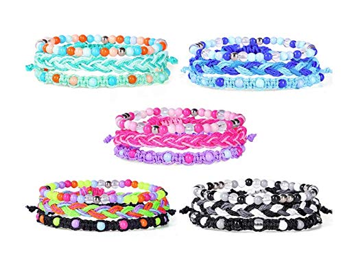 Bohemian Friendship Rope Braided Bracelets - GOODCHANCEUK 15Pcs Adjustable Handmade Multilayer Bracelets Colorful Wrist Cord For Women Men Kids Pink/Blue/Purple/black/colorful