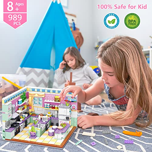 PinkBee Friends House Building Block Sets, Girls Mini Kitchen