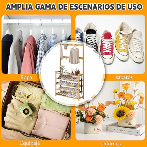 AMZYYDS Perchero Zapatero 5 Capas Organizador de Zapatos y Ropa,zapatera | perchero zapatero 5 capas,zapatera percheros,perchero para zapatosTamaño170x70x25cm organizador percheros de entrada