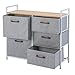 MaidMAX Fabric Dresser with 5 Drawers, Storage Dresser for Bedroom Closets Entryway Living Room, Home Storage Tower with Sturdy Steel Frame, Wooden Top, Gray