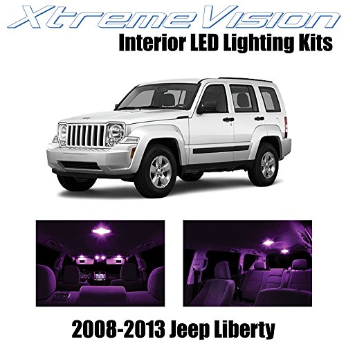 XtremeVision Jeep Liberty 2008-2013 (9 Pieces) Pink Premium Interior LED Kit Package + Installation Tool Tool
