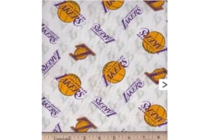 CAMELOT FABRICS Licensed NBA LA Lakers Toss White Cotton Fabric by The Yard