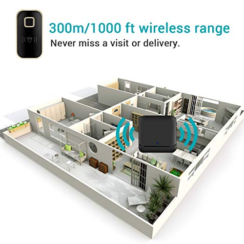 INTSUN Wireless Doorbell Kit, Door Bell Chime kit,Caregiver Call Button System -56 Melodies, 1 Receiver, 2 Push Buttons, Battery-Operated (included), 900 Feet Range, 5-Level of Adjustable Volume