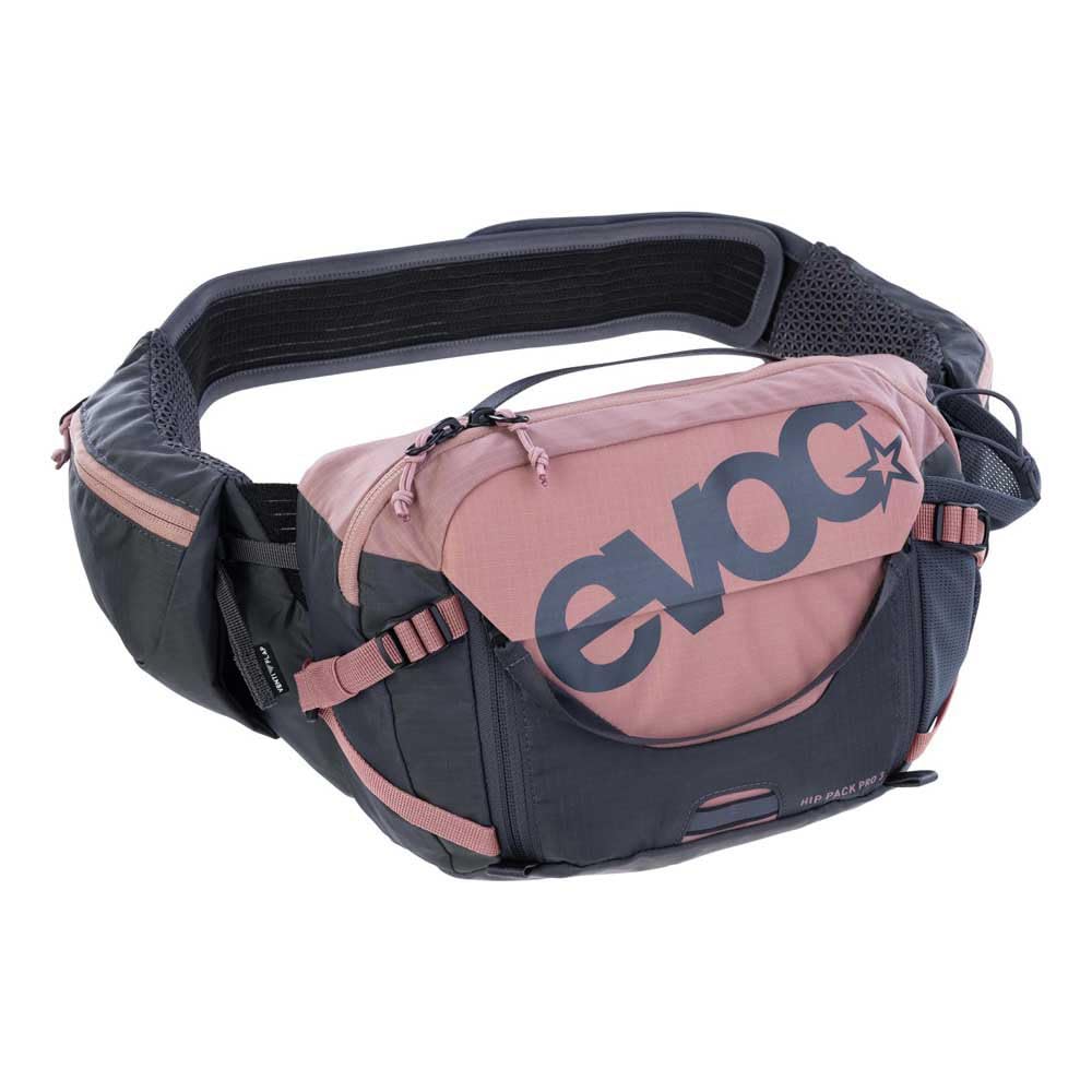 EVOC Hip Pack PRO 3, Hip Bag (AERO Flex Hip Belt, AIR Flow Contact System, mesh Material, Tool Compartment, Fanny Pack, Perfect for Trail Lovers, one Size), Dusty Pink - Carbon Grey