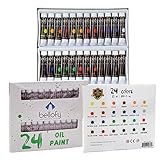 Bellofy 24-Color Oil Paint Set - 24 x 12 ml / 0.4 oz - Oil Paint Kit For Artists and Beginners - Painting Art - Artist Paint - Best Art Brand for Painting and Drawing Accessories Online.