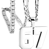 OAKKY Necklaces for Women and Men Number Chain Stainless Steel Personalized Simple Pendant Statement Jewelry