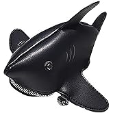 QZUnique Dinosaur Shark Shoulder Bag for Women 3D Animal Novelty Purse Zipper Crossbody Handbag Clutch Messenger Bag for Girl