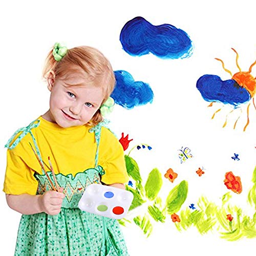 Paint Tray Palette Anpatio Plastic Paint Palette 6 Well Portable Watercolor Oil Acrylic Palette Painting Tray DIY Craft for Kid Professional Artists Pack of 24 White - Thumbnail 4