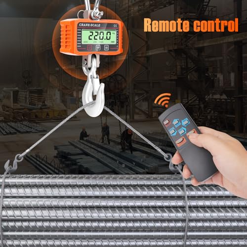 2000kg/4000lb Crane Scale, 2T Electronic Crane Scale,Industrial Pendant with Accurate Sensor, Large LCD Display and Remote Control for Farms (Orange)