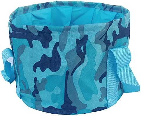 Jeater 15L Lightweight & Durable Multifunctional Collapsible Portable Outdoor Wash Basin Folding Bucket for Camping Travel Hiking and Gardening JT3022-Camouflage blue