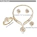 Paxuan Womens Silver Gold Plated Alloy Rhinestone African Jewelry Set Hallow Chain Choker Necklace Stud Earrings Cuff Bangle Bracelet Ring Set (Gold)