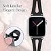 Kaome Leather Band Compatible for Apple Watch Band 40mm 38mm, Slim Elegant Strap, Women Replacement Bands for iWatch Series 5, Series 4, Series 3, Fashionable Feminine Breathable Slit Design-Black