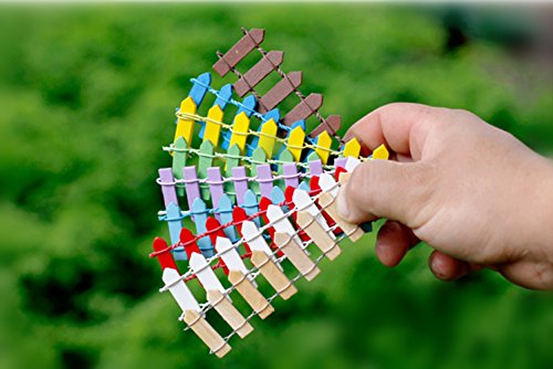 Funnylive 10 Pcs;Outdoor Garden Fantasy Small Wooden Fence Flexible DIY Decorated Short Wooden Picket Fence for Miniature Garden Decoration - Thumbnail 3