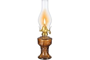 SYOENK Vintage Glass Chamber Oil Lamps for Indoor Use Rustic Brown Kerosene Lamp Lantern 12.6 Inch Home Decor Lighting Classic Emergency Hurricane Lamps for Emergency Lighting