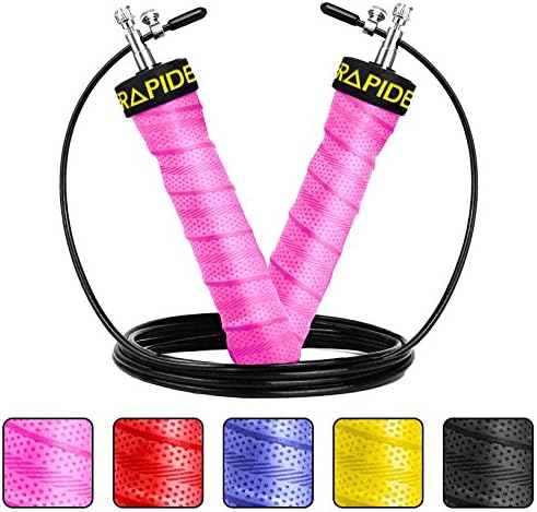 RAPIDE Jump Rope - Adjustable Cable, Rapid Ball Bearings &amp; Anti-Slip Handles - Skipping Rope for Fast Weight Loss &amp; for Exercise, Cardio, Crossfit (pink)