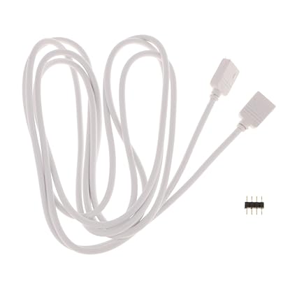 MagiDeal 4-pin Extension Cable Extended Wire Line Connector Adapter for 5050/3528 RGB LED Strip Lights, 1/2/3/5m - white, 2m