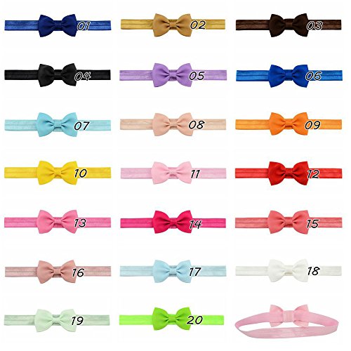 image for WillingTee 2.75 Inch Grosgrain Ribbon Hair Bows Headbands for Baby Gir