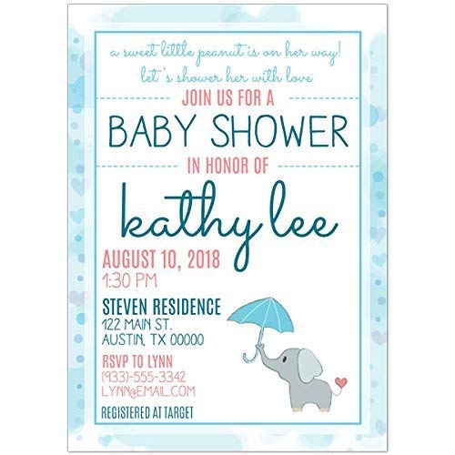 Raindrops Pink Umbrella Girl Baby Shower Invitations