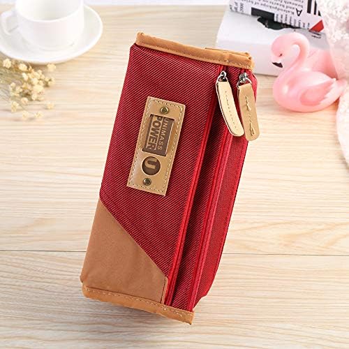 Large Capacity Simple Canvas Pencil Case Pencil Bag Male And Female Students Pencil Case Red 25.0 * 15.0 * 12.0 Cm