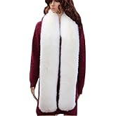 LDFWAY Long Men Women Faux Fur Collar Winter Warm Wrap Stole Scarf Shawl Shrug