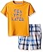 Nautica Little Boys' Two Piece Set with Crew Neck Graphic Tee and Pull on Short, Orange Plaid, L(7)